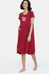 Zivame Looney Tunes Knit Cotton Mid Length Nightdress - Beet Red — thumbnail 2